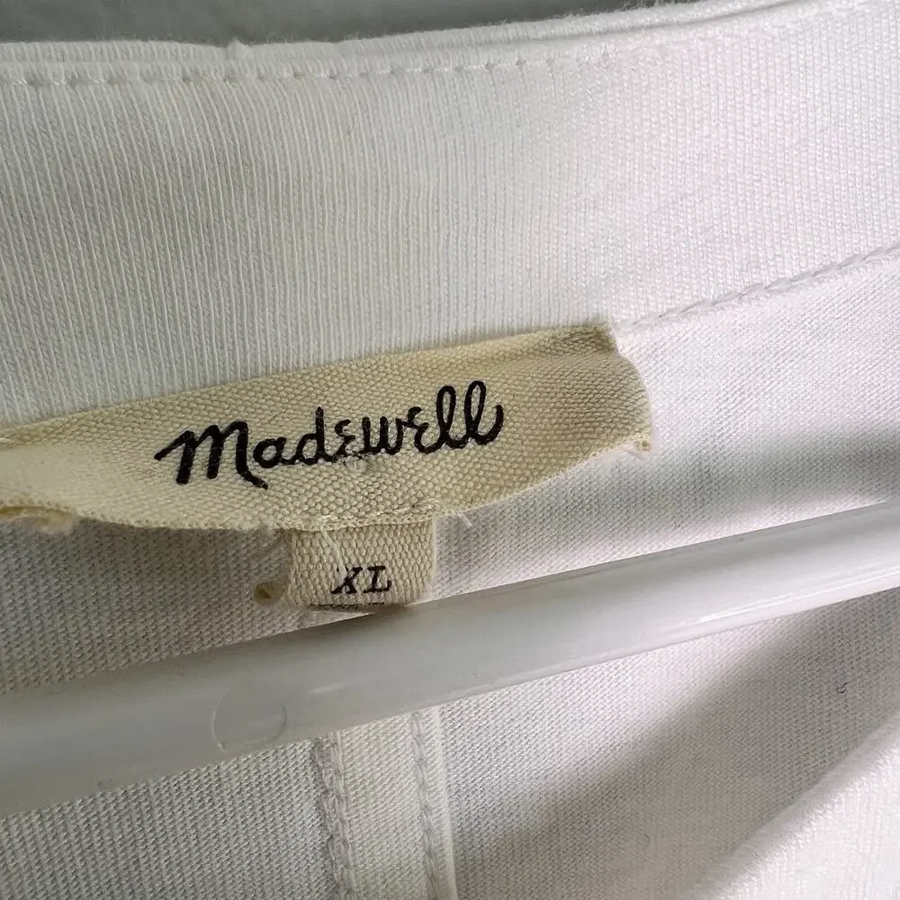 Madewell Top Womens Puff-Sleeve Tee Short Basic Everyday Staple White Sz XL BOHO
